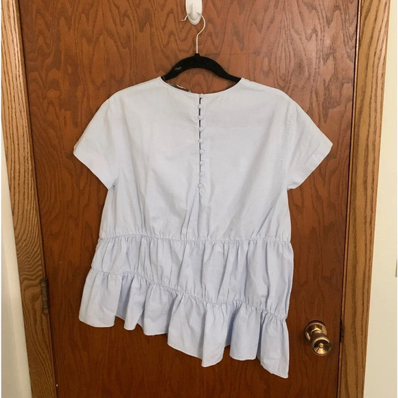 Zara Trafaluc Collection Blue Ruched Asymmetric Blouse - Picture 5 of 5